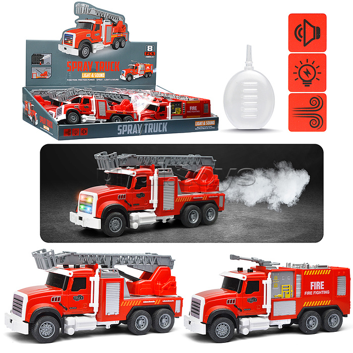 Машина "Пожарная машина" (свет, звук, спрей) в коробке