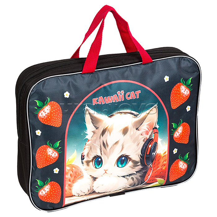 Папка для тетрадей, ИЗО и технологии "Kawaii Cat" A4 (35x27x7 см) текстильная Папка для тетрадей, ИЗО и технологии "Kawaii Cat" A4 (35x27x7 см) текстильная