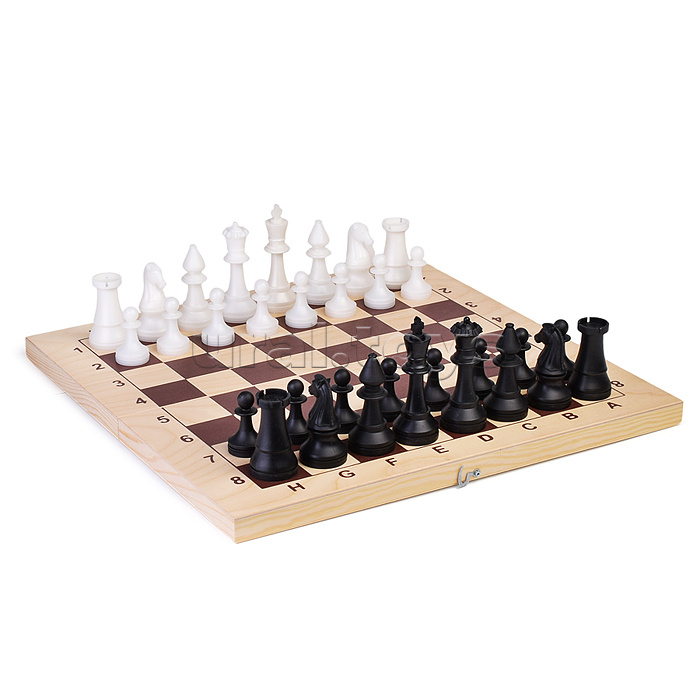 Шахматы гроссмейстерские пластиков с деревянной доской 415*215 (фигуры пластик) высота короля 105мм, пешки 50мм.