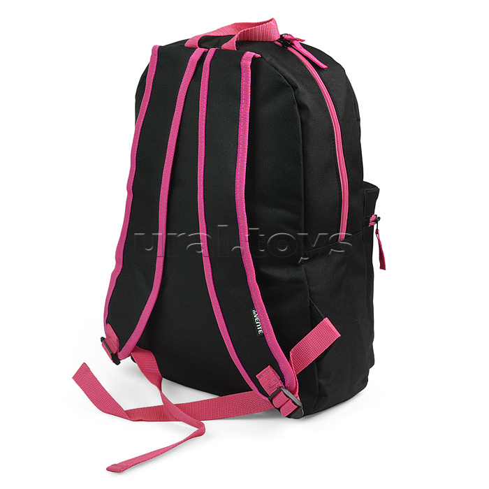 Рюкзак "Black" подростковый 40x29x17 см (14 л) 250 г, 1 отделение на молнии, 1 передний карман, черный с розовым