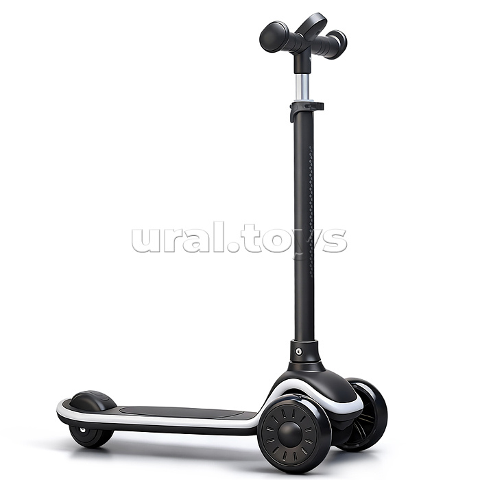 Самокат 3-х колесный ROCKET,колеса PU со светом, цвет чёрный