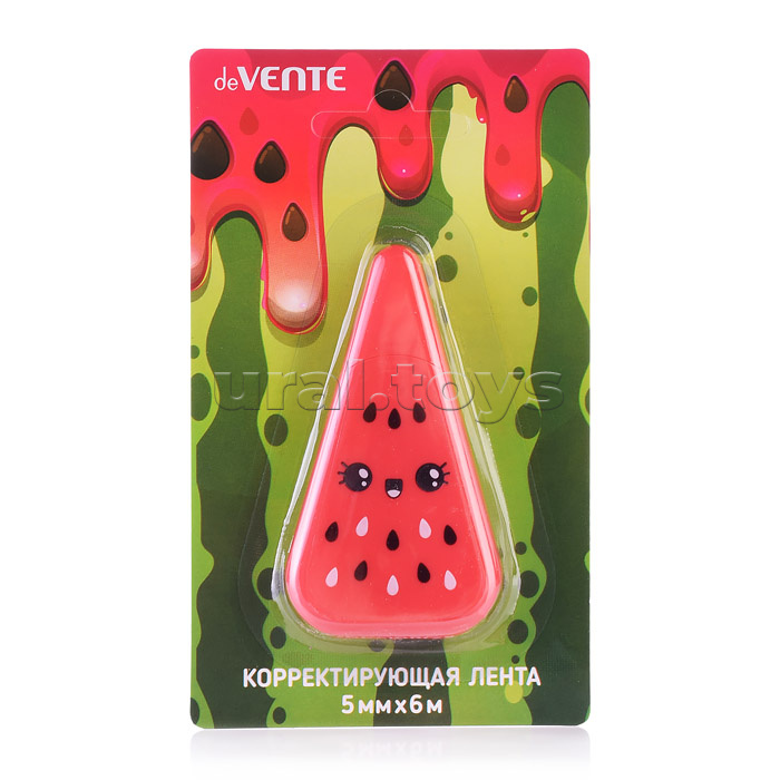 Корректирующая лента "Watermelon" 5 ммx06 м, красный непрозрачный корпус, фронтальный аппликатор, в картонном блистере Корректирующая лента "Watermelon" 5 ммx06 м, красный непрозрачный корпус, фронтальный аппликатор, в картонном блистере