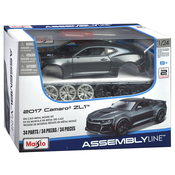 DIY машинка с отверткой die-cast Chevrolet Camaro ZL1, 1:24,  тёмно-серая