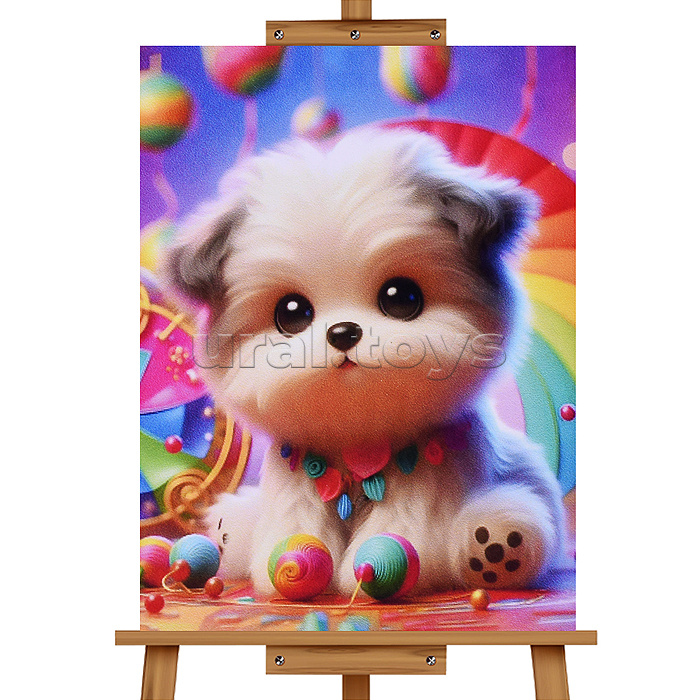 Мозаика алмазная "Игривый щенок" 20*30см.