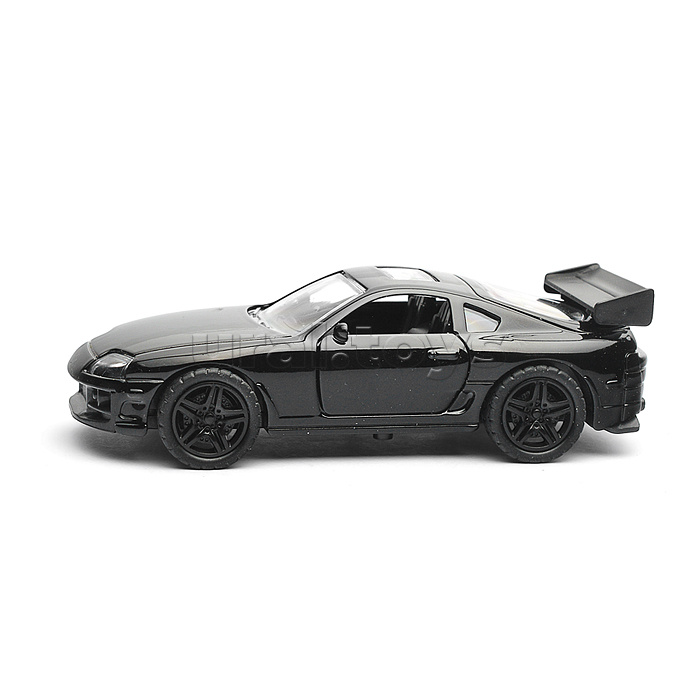Чёрная инерционная машинка Олдскул со спойлером, die-cast, 1:32, открывающиеся двери