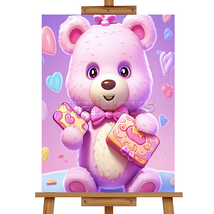 Набор для рисования "Картина по номерам 20*30 см. Розовый мишка"