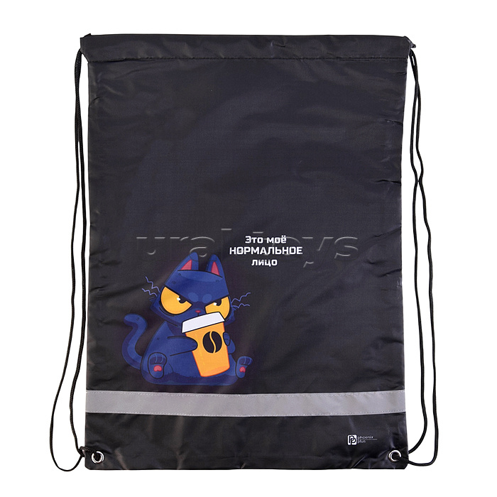 Мешок для обуви "Кот с кофе" 1 отделение, 36x48 см, полиэстер