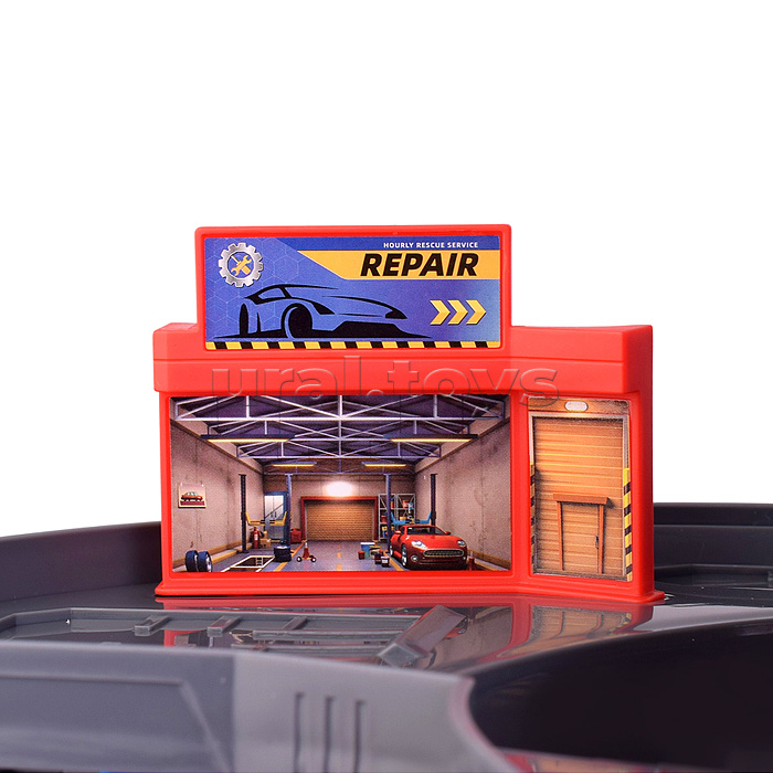 Парковка "Мега-паркинг" 6 металлических машин в наборе, (свет, звук) в коробке