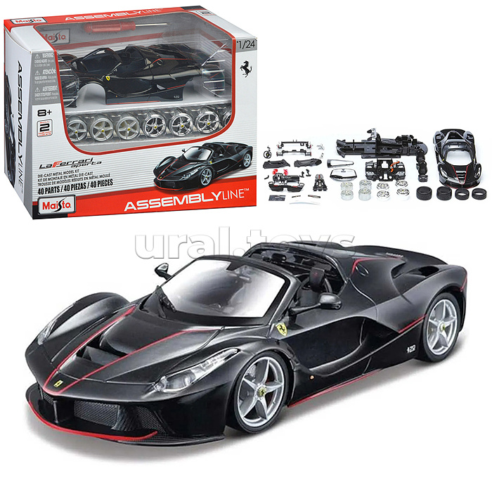 DIY машинка с отверткой die-cast LaFerrari Aperta, 1:24,  чёрная, открывающиеся двери