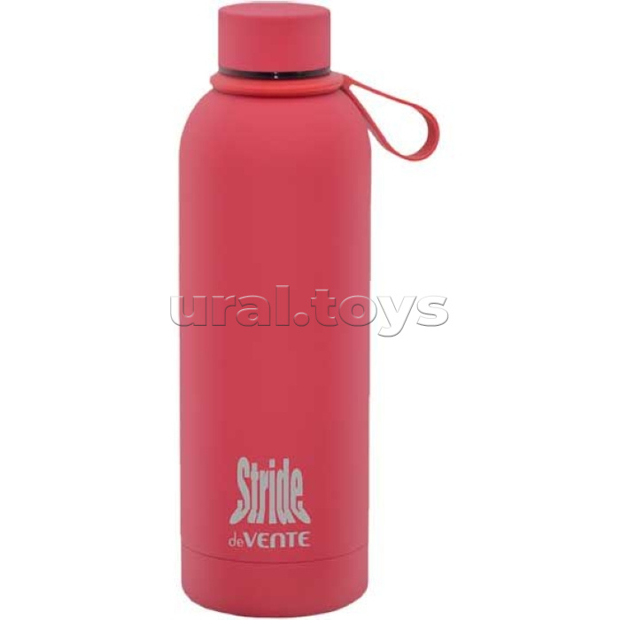 Бутылка-термос "Stride Bordeaux Red" 500 мл, 22x7,2 см, 8-12 часов, нержавеющая сталь, с силиконовой ручкой, герметичная крышка, софт-тач покрытие, матовая, винная