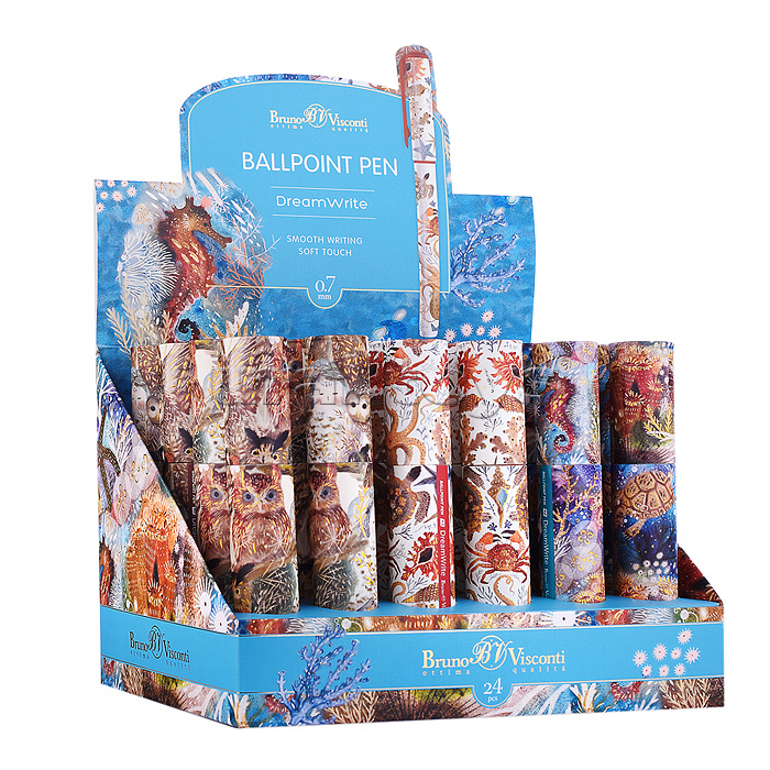 Ручка шариковая "DreamWrite. Fauna" 0.7 мм, синяя, 3 вида