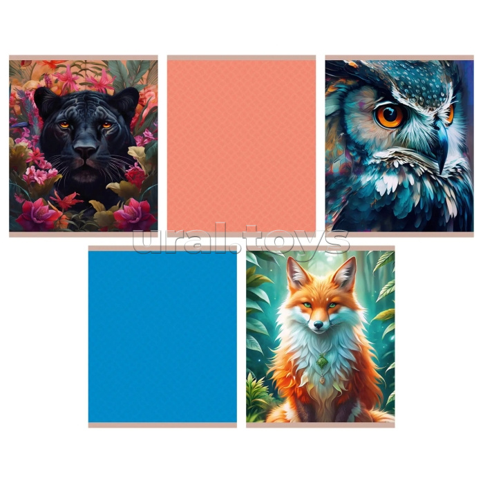 Тетрадь 80л. клетка "Микс" скрепка. А5 обл.: мел. картон. Бум. оф.60 г/м2. поля.