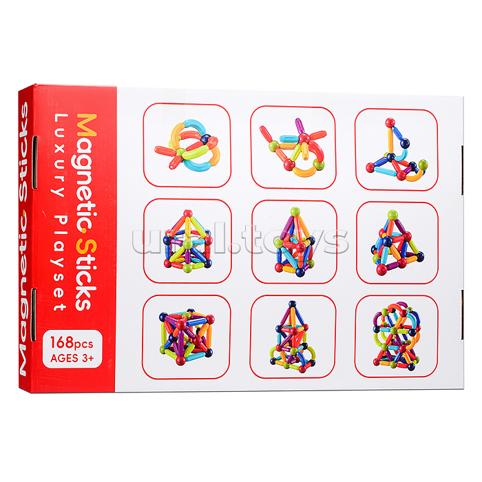 Конструктор "Хитрые сцепки" (магнитный, 168 дет.) в коробке