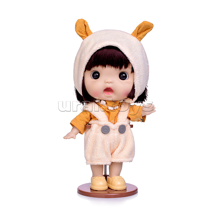 Виниловая кукла Baby Cute Maxi в шапке с желтыми ушками, 18 см