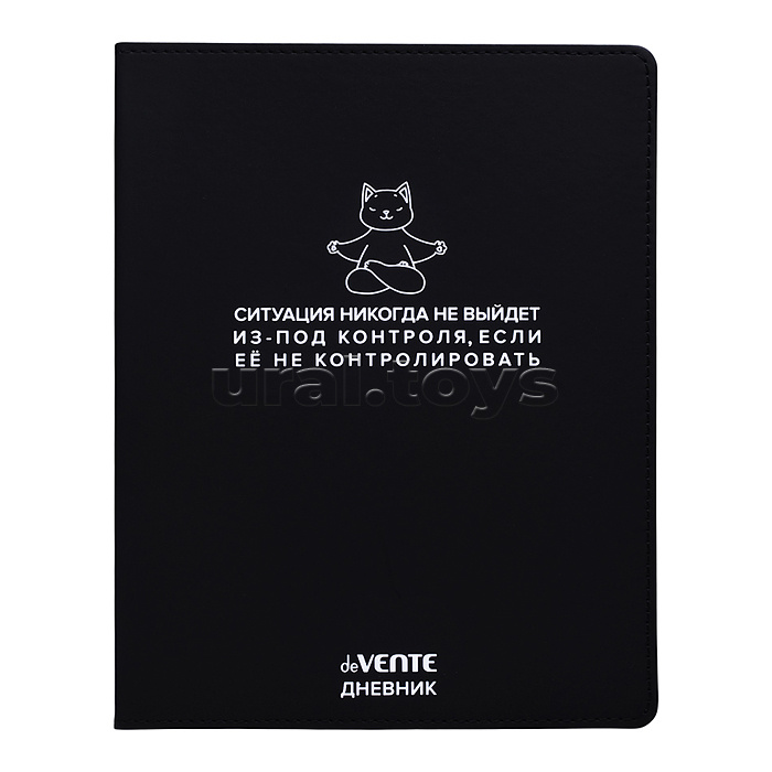 Дневник 1-11кл. Ситуация никогда не выйдет из-под контроля" универсальный блок, 48 листов, белая бумага 80 г/м², печать в 1 краску, гибкая обложка из искусственной кожи, шелкография, отстрочка, 1 ляссе