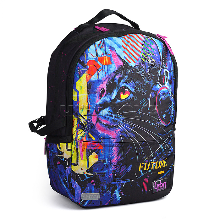 Рюкзак "Label. Cyber Cat" подростковый 39x30x17 см (19 л) вес 750 г, эргономичная вентилируемая спинка