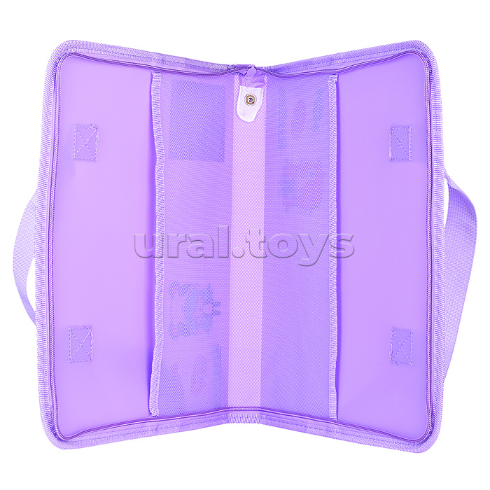 Папка для рисунков и тетрадей на круговой молнии "NicoNico" A4 (340x250x30 мм) 500 мкм, с карманом-сеткой, с регулируемыми ручками, сиреневая с рисунком