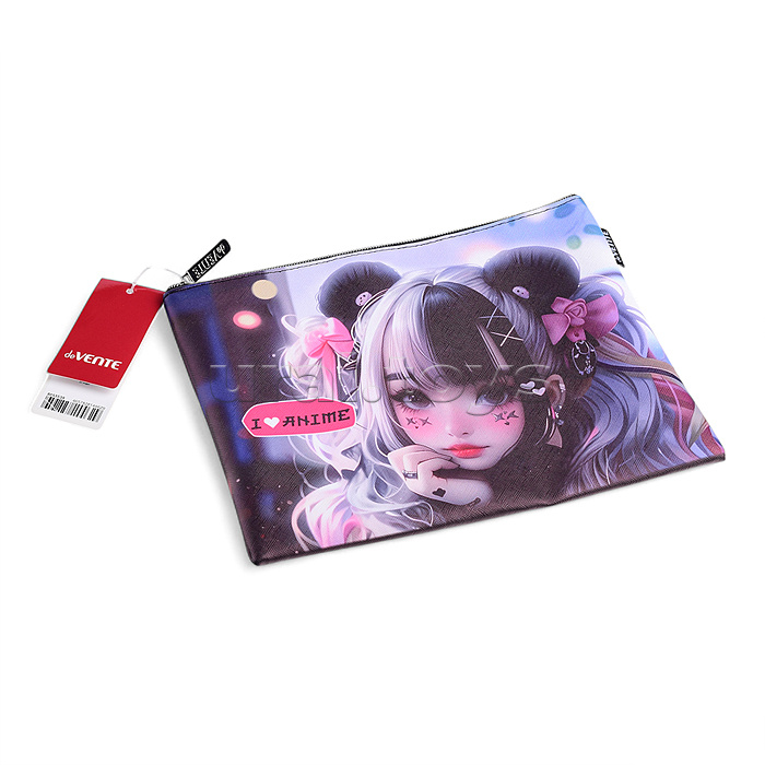 Папка для тетрадей "I Love Anime" A5 (27x20,5x1 см) на молнии сверху, матовая антивандальная искусственная кожа, с подкладом