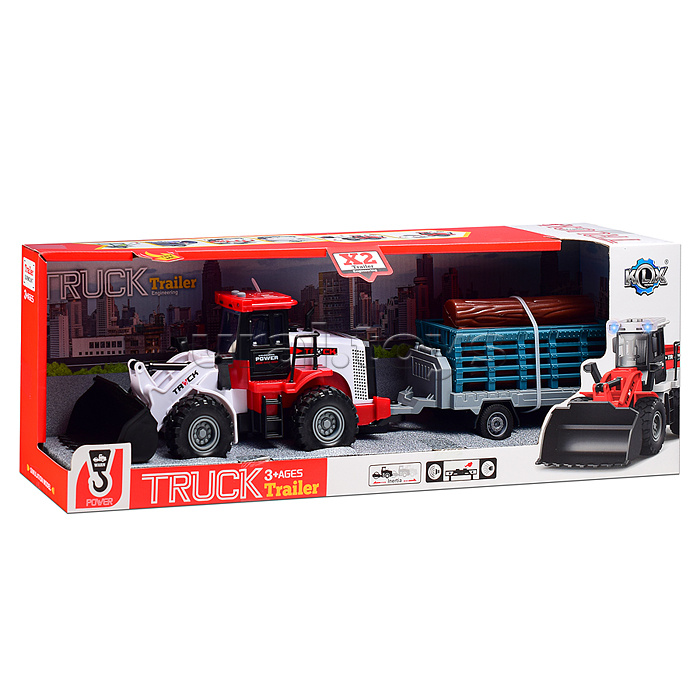 Машина "Трактор-тягач" 1:43 (свет,звук) в коробке