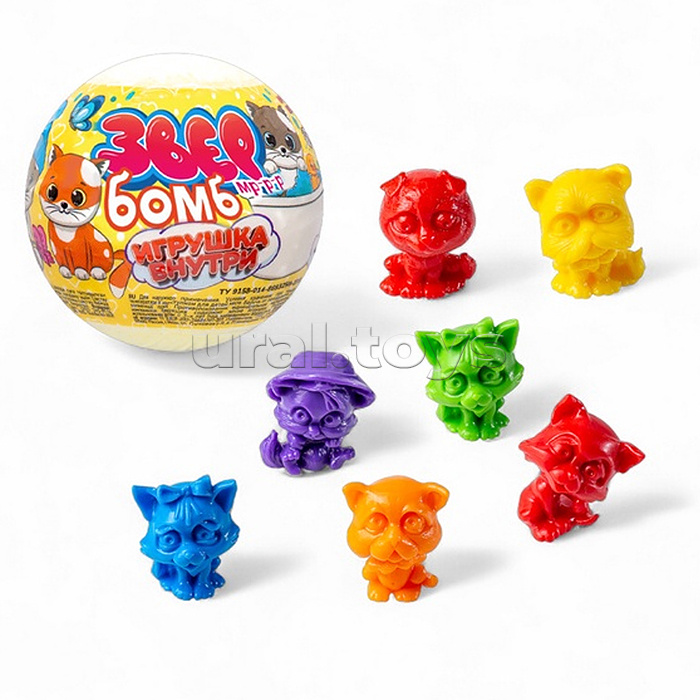 Детский бурлящий шар 130г "Звер бомб" тропик (с игрушкой) Детский бурлящий шар 130г "Звер бомб" тропик (с игрушкой)