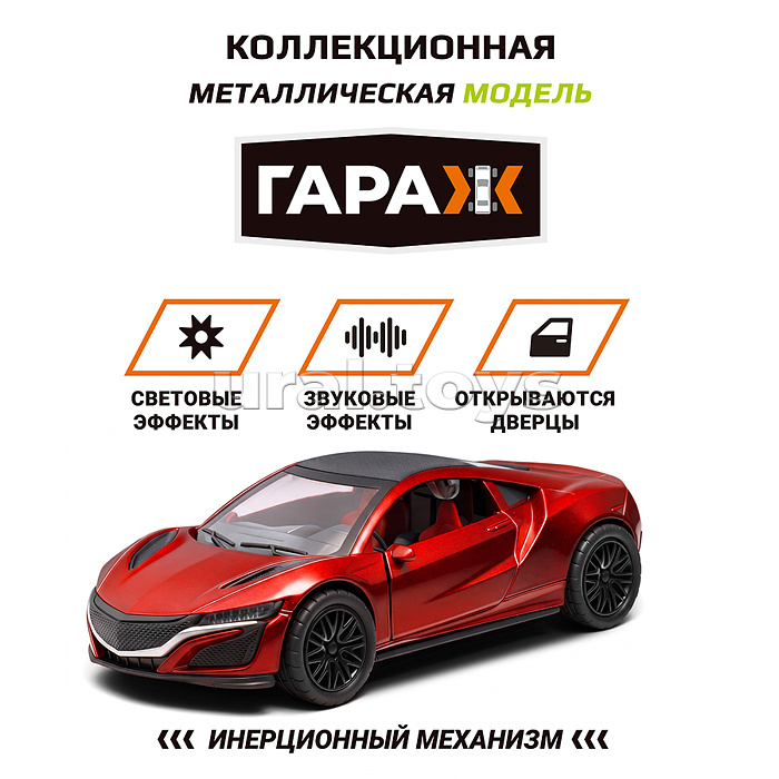 Машина "Дух скорости" 1:36 (свет, звук) в коробке (цвет красный)