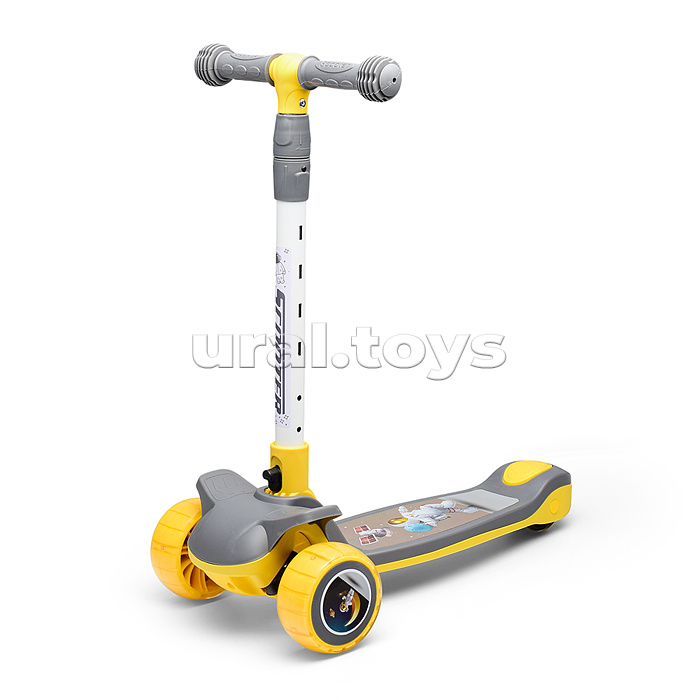 Самокат 3-х кол., желтый, PU, в коробке