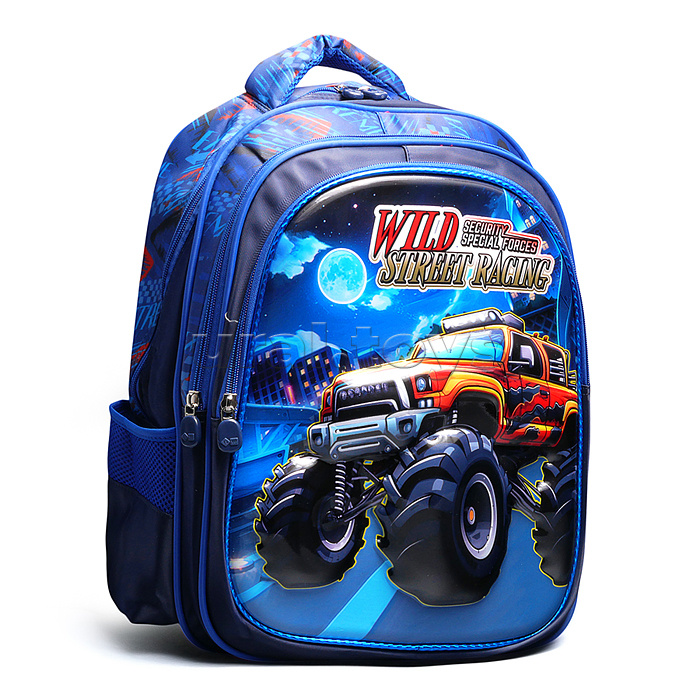 Рюкзак школьный "Авто" 41x30x15 см, 3 отделения, 2 кармана, уплотненная спинка, ОПП-упаковка