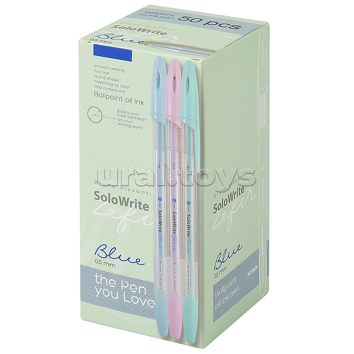 Ручка "Solo Write. Zefir" шариковая, масло, 0.5 мм, синяя