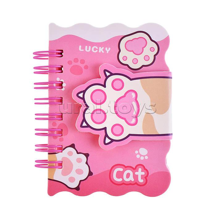 Блокнот на евроспирали "Лапки" 6х8.5 см, 80 л, цветной внутренний блок, плотность бумаги 70г/м2, 4 дизайна в ассортименте, ОПП-упаковка