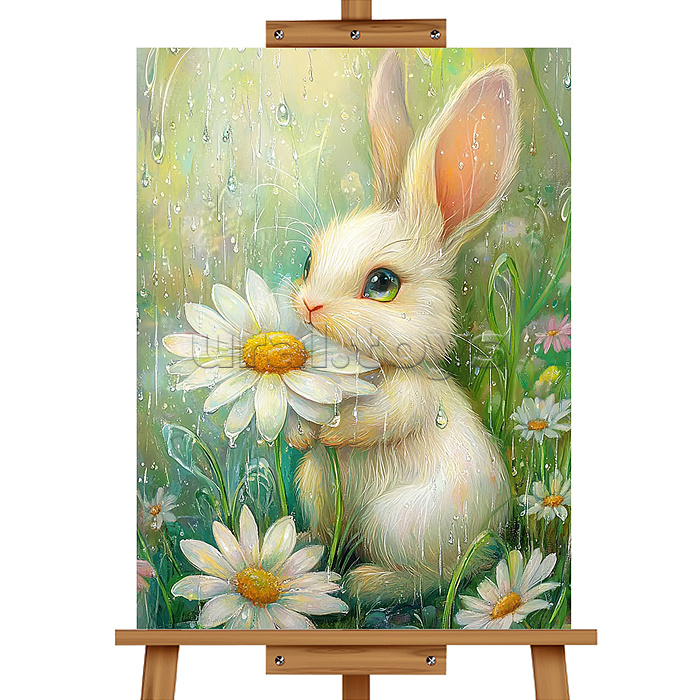Набор для рисования "Картина по номерам 30х20 см. Кролик с ромашкой"
