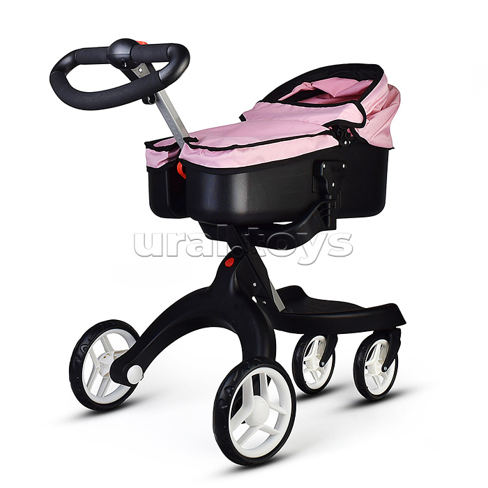 Коляска-люлька для кукол, металлическая, с сумкой, цвет ярко-розовый