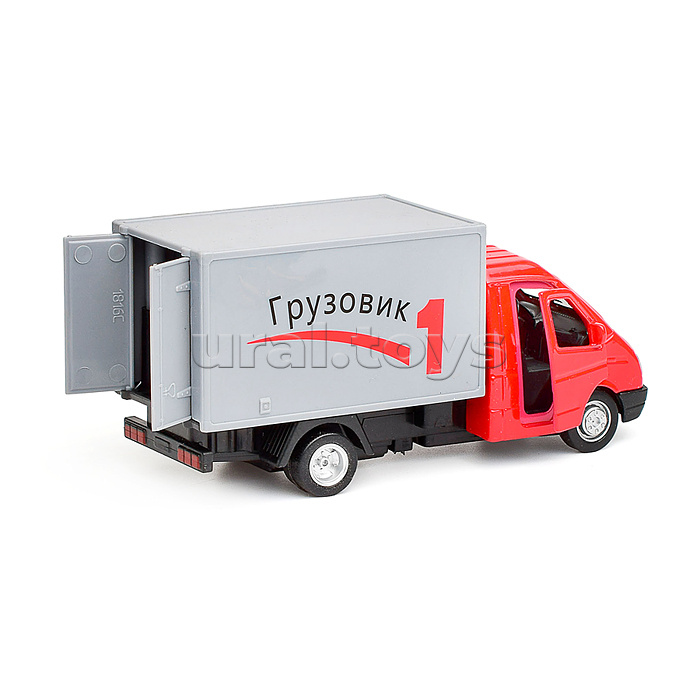 Машина металл Газ-3302 "Газель" 12,7 см, (двери, багаж, красный)инерц., в коробке