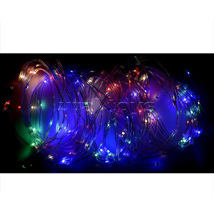 Электрогирлянда светодиодная Роса, 10 м, 100 ламп, цветная