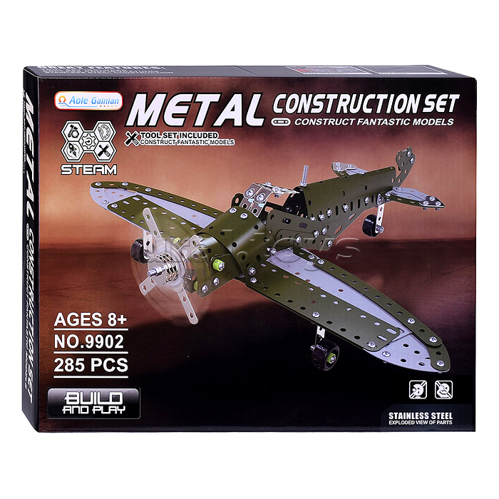 Конструктор "Металлический самолет" металл, в коробке