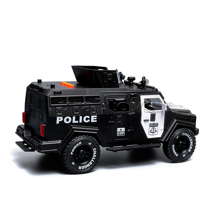 Машина "Бронеавтомобиль полиции" (свет, звук) цвет черный, в коробке