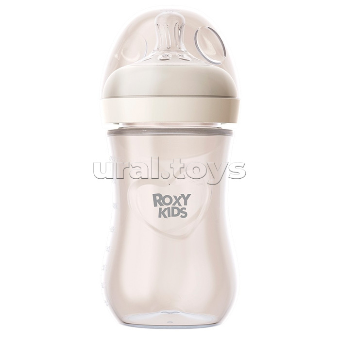 Бутылочка для кормления Natural, 240 мл, средний поток поток, 3+. Цвет слоновая кость