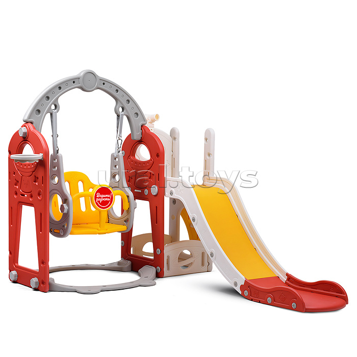 Комплект детский "Космический стиль" (горка и качель) цвет красный.