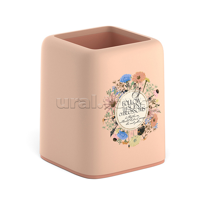 Подставка настольная пластиковая Forte, Wild Flowers, розовая с персиковой вставкой Подставка настольная пластиковая Forte, Wild Flowers, розовая с персиковой вставкой