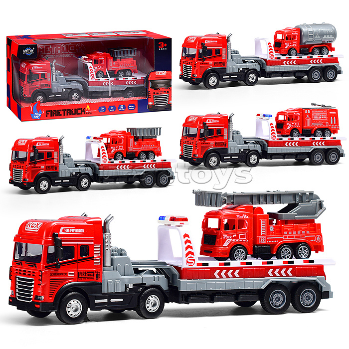 Машина "Перевозчик пожарной техники" (свет,звук) в коробке