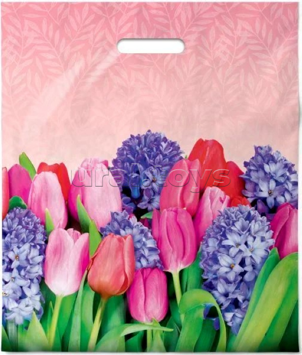 Пакет ПЭ с вырубной ручкой 40х47, 45мкм "Лирика" ПВД