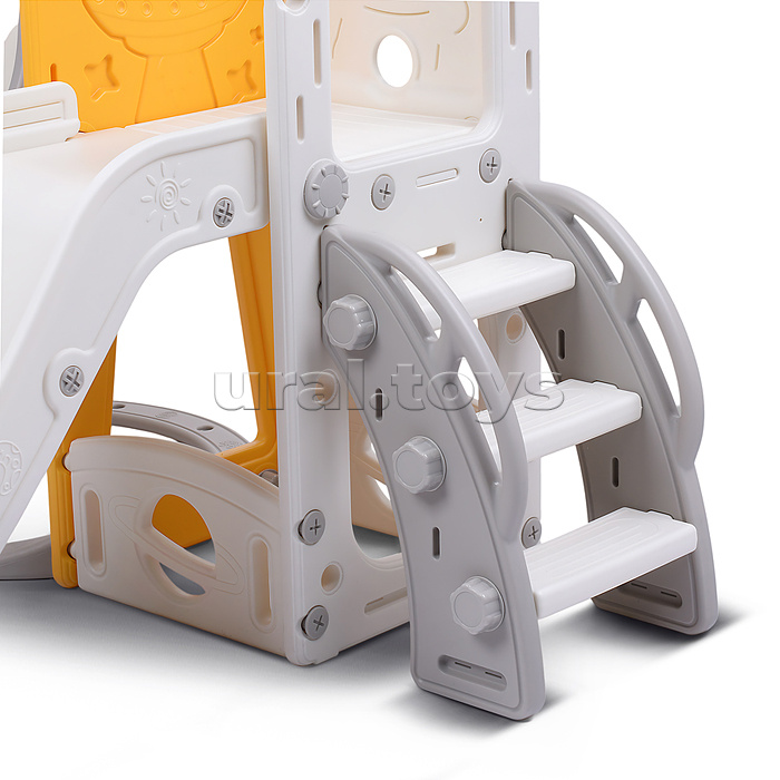 Комплект детский "Космический стиль" (горка и качель) цвет желтый.