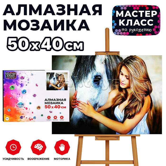 Мозаика алмазная "Девушка с лошадью" 40*50см.