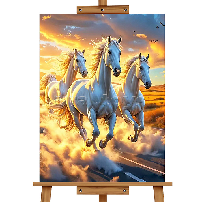 Мозаика алмазная "Три белых коня" 40*50см