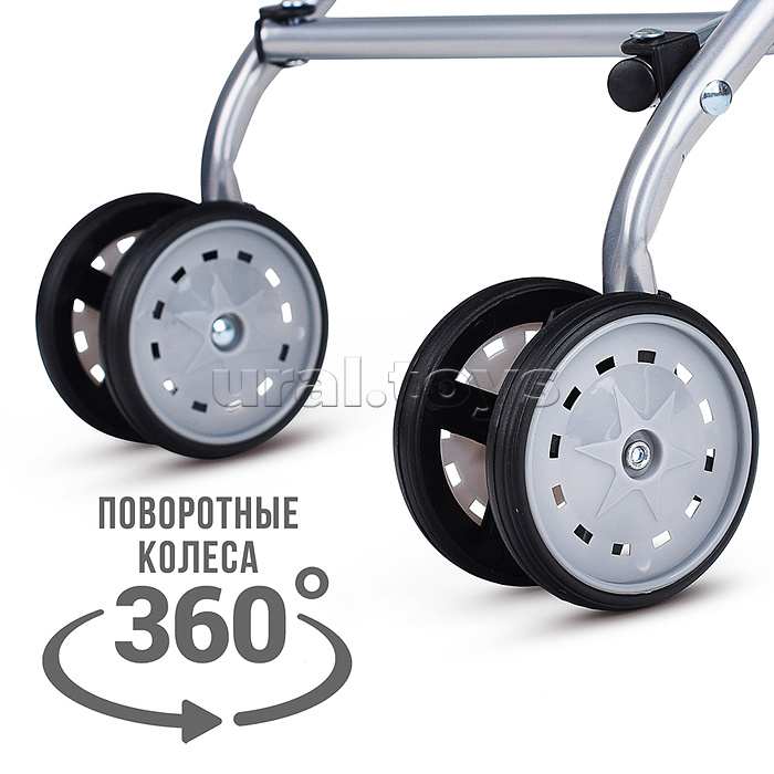 Коляска для кукол металлическая, складная, прогулочная, принт листья.