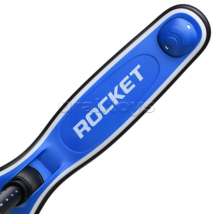 Самокат трёхколёсный ROCKET светящиеся колеса PU, дека, рулевая стойка, цвет зелено-синий