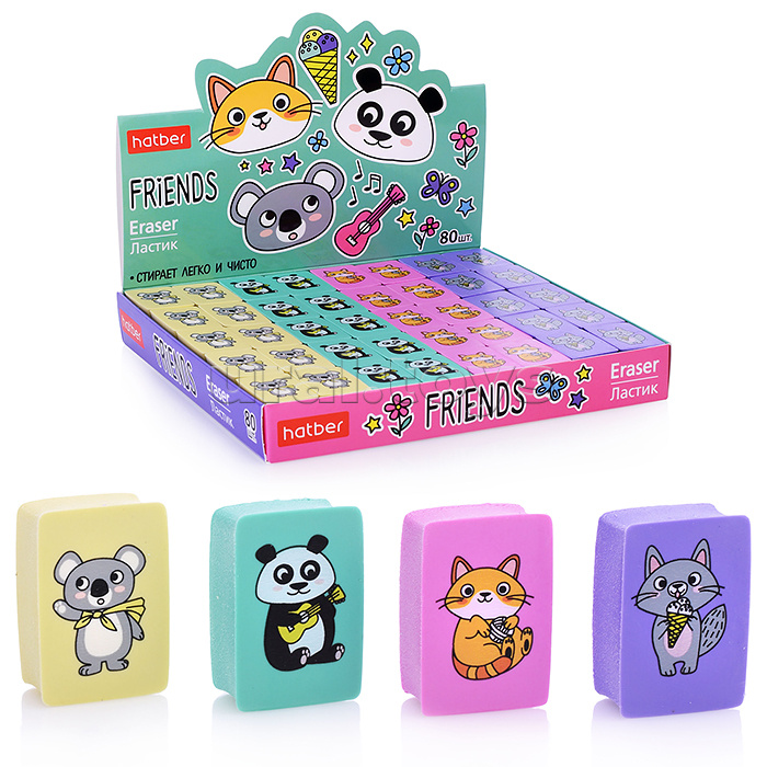Ластик из термопластичной резины Friends 28х18х9 мм в картонной Дисплей-витрине