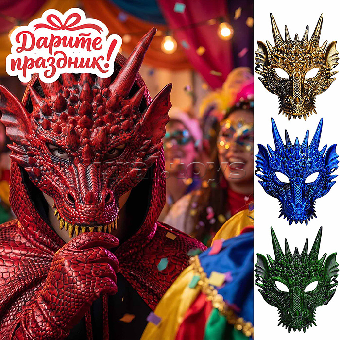 Карнавальная маска "Дракон" цвет микс
