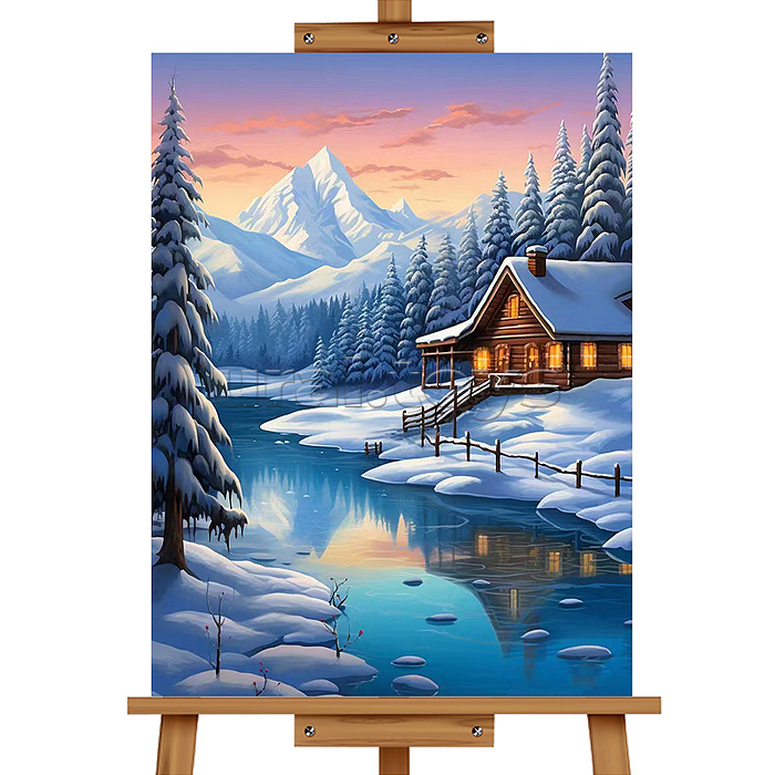 Мозаика алмазная "Домик в горах" 30*40см