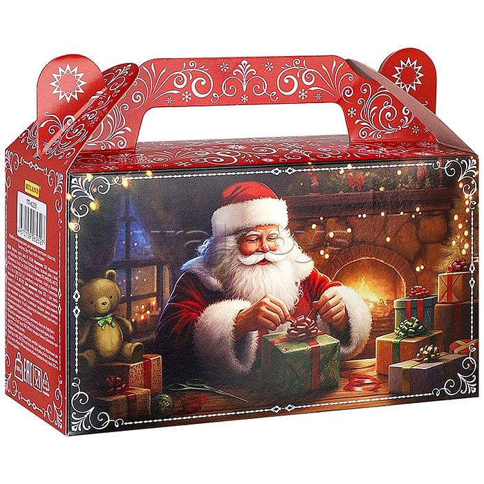 Коробка для конфет "Дед Мороз везет подарки" 500г Коробка для конфет "Дед Мороз везет подарки" 500г