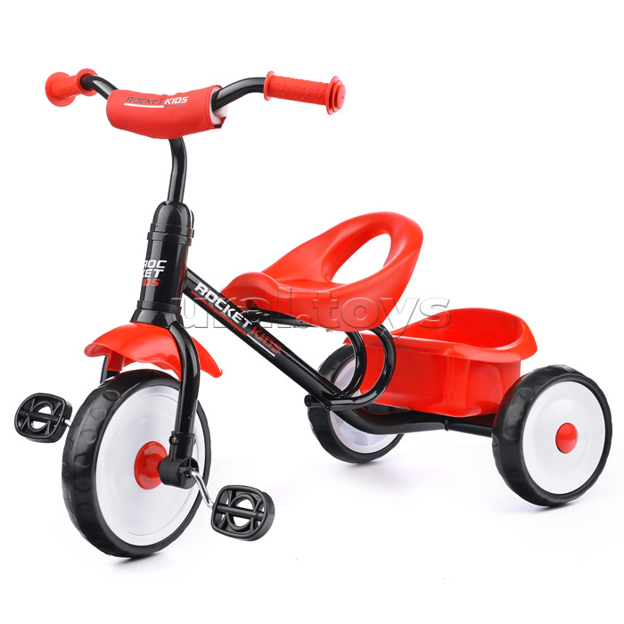 Велосипед трехколесный Rocket, колеса EVA 10"/8", цвет черный/красный